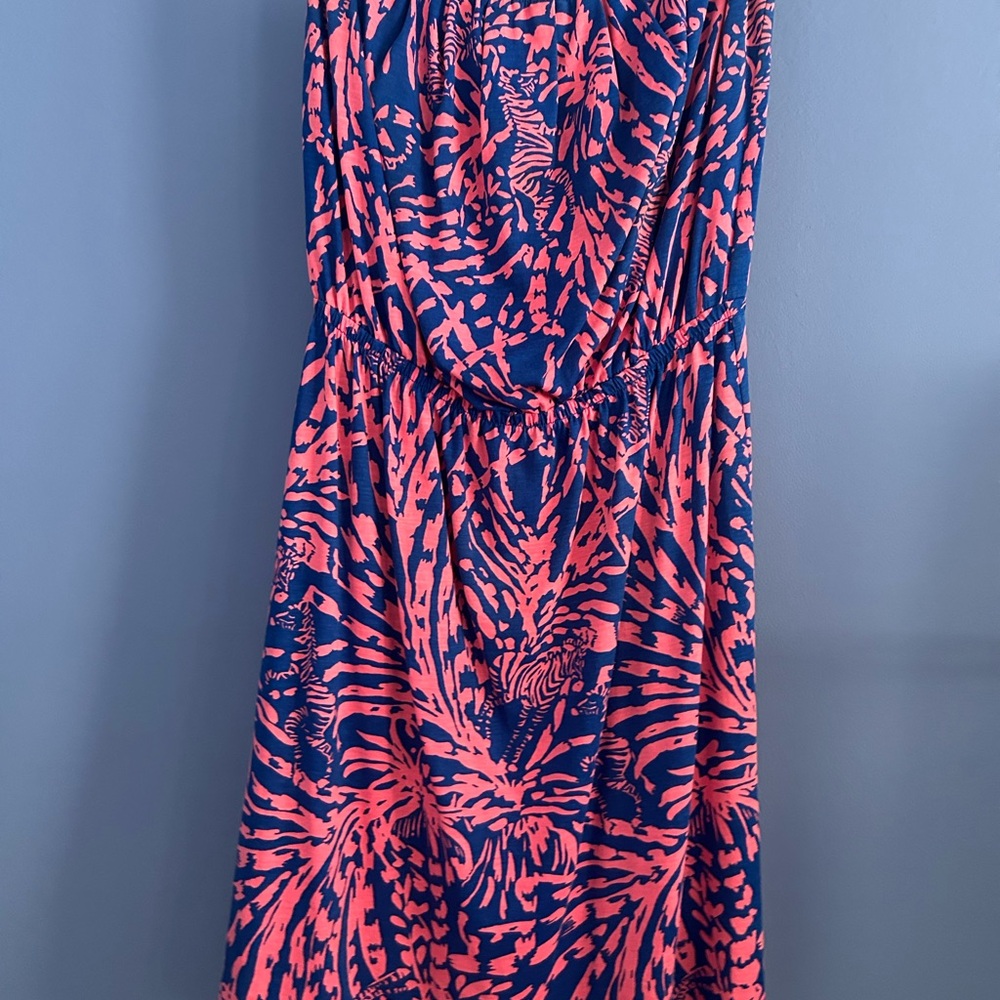 Lilly Pulitzer Sapphire Blue rolling in The Grass Zebra Print dress